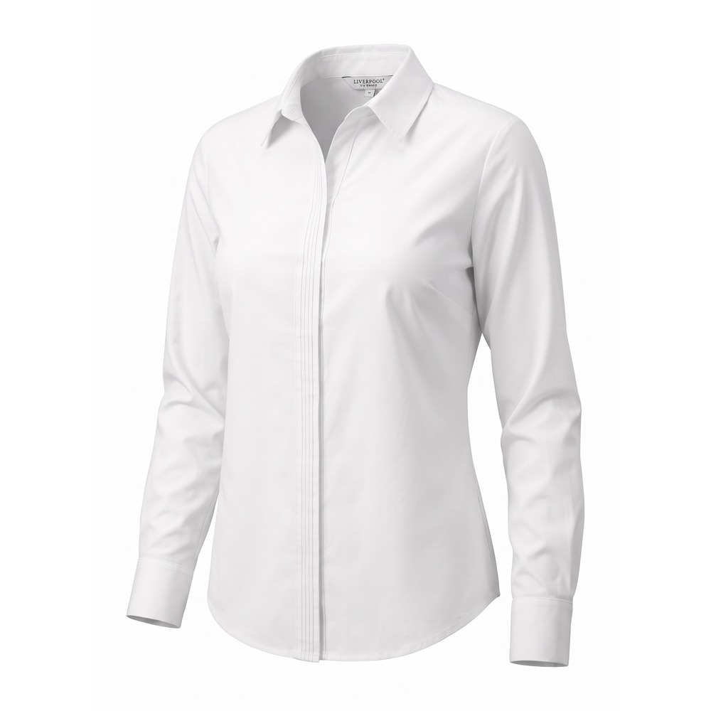 Liverpool Hidden Placket Shirt | Button Down | Small | White | Pintuck Detail